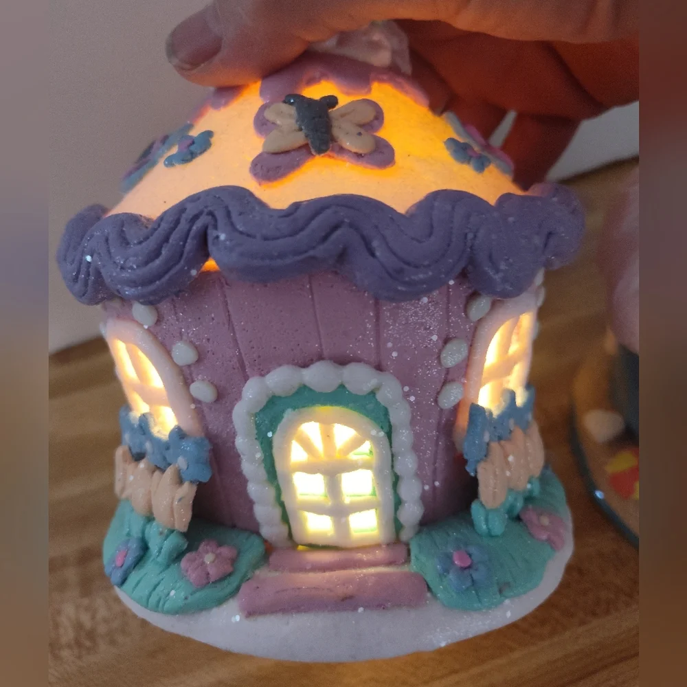 Valerie Parr Hill Set of 3 Easter Spring Pastel Cupcake Cottages - Lights Up!